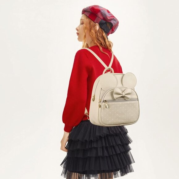 Girls Mini Backpack Bowknot Polka Dot Cute Daypacks Convertible Shoulder Bag Pur - Picture 7 of 7